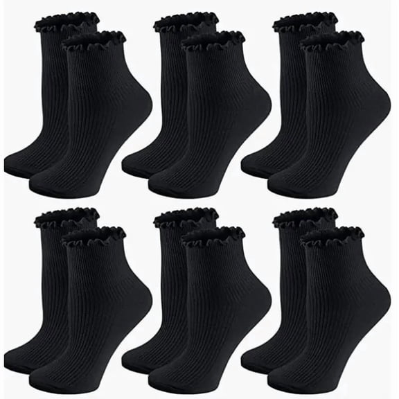 TELOLY 2026 New Womens Ruffle Socks Cute Frilly Ankle Socks Quarter Crew Socks for Women Girl for Casual,School,Party,Walking,Daily Wear,White, 9-11