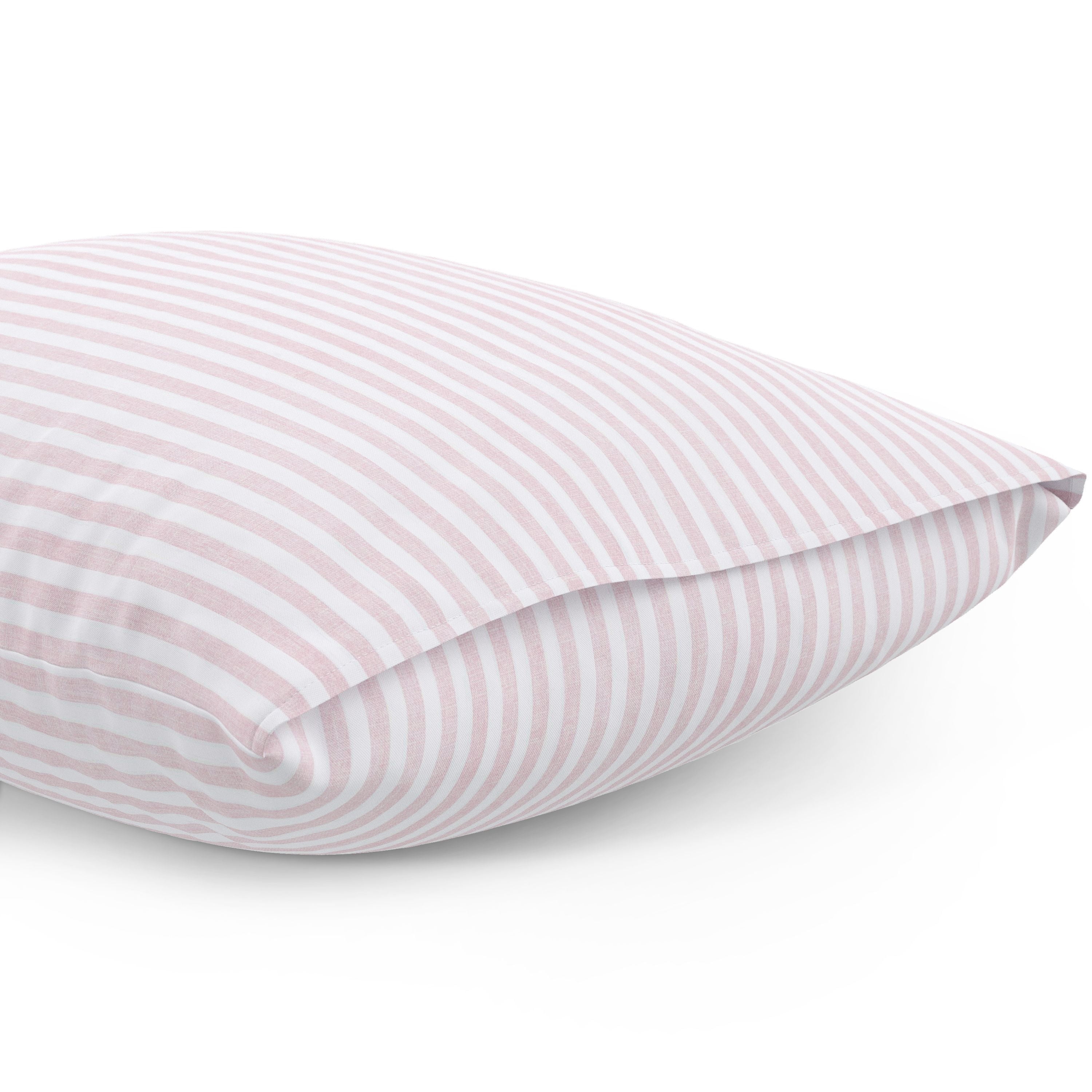 Mainstays Kids Microfiber Bed Sheet Set, Full, Pink and White Stripe, 4 Pieces