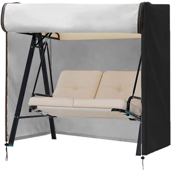 TETSELF Waterproof Patio Swing Cover for Garden Glider Canopy, 420D Heavy Duty Weather Resistant Black, 86 x 49 x 67 in
