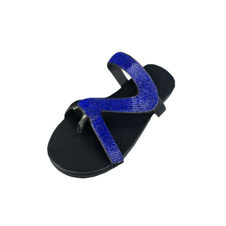 

Audeban Women Flat Slipper Slip On Sliders Diamante Mule Sandals Summer Beach Shoes Size