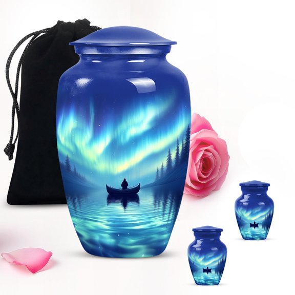 Aurora Small Keepsake Urns For Human Ashes - Large Burial Decorative Urn For Human Ashes Adult Female - Funeral Ashes 1 Large 2 Small