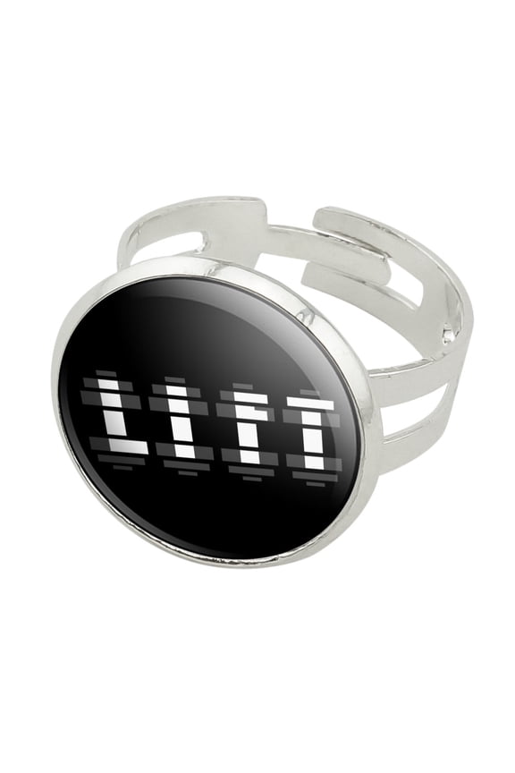 Lift Dumbells Weight Lifting Silver Plated Adjustable Novelty Ring