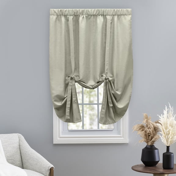 Ricardo Grasscloth Lined Rod Pocket Tie-Up Panel