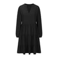thumbnail image 4 of Offres de Liquidation d'Automne! Robes de Travail pour Femmes 2024, Chemise Décontractée à Col en V Couleur Unie Manches Longues Longue Robe Noire TTG, 4 of 9