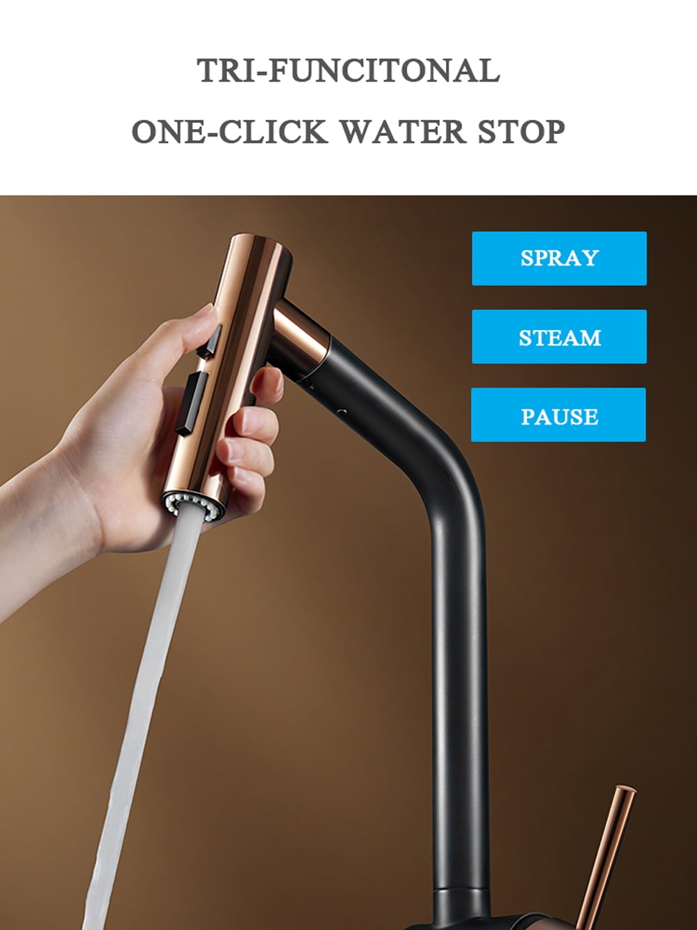 HIGOLD IF Award BN1.0 Single Handle Pull Down Kitchen Faucet, Brushed Nickel Finished