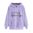 thumbnail image 3 of Womens Hoodie Classic Drawstring Hooded Sweatshirts with Pockets Long Sleeve Tops Hearts Printed Sweater Casual Pullover Comfy Sportswear Loose Fit Coat with Hood Womens Sweatshirtss Size 8-16, 3 of 4