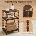 thumbnail image 3 of Small Side Table with 3-Tier Shelf, Narrow Wood End Table for Small Spaces, Living Room Bedroom, Walnut, 3 of 8