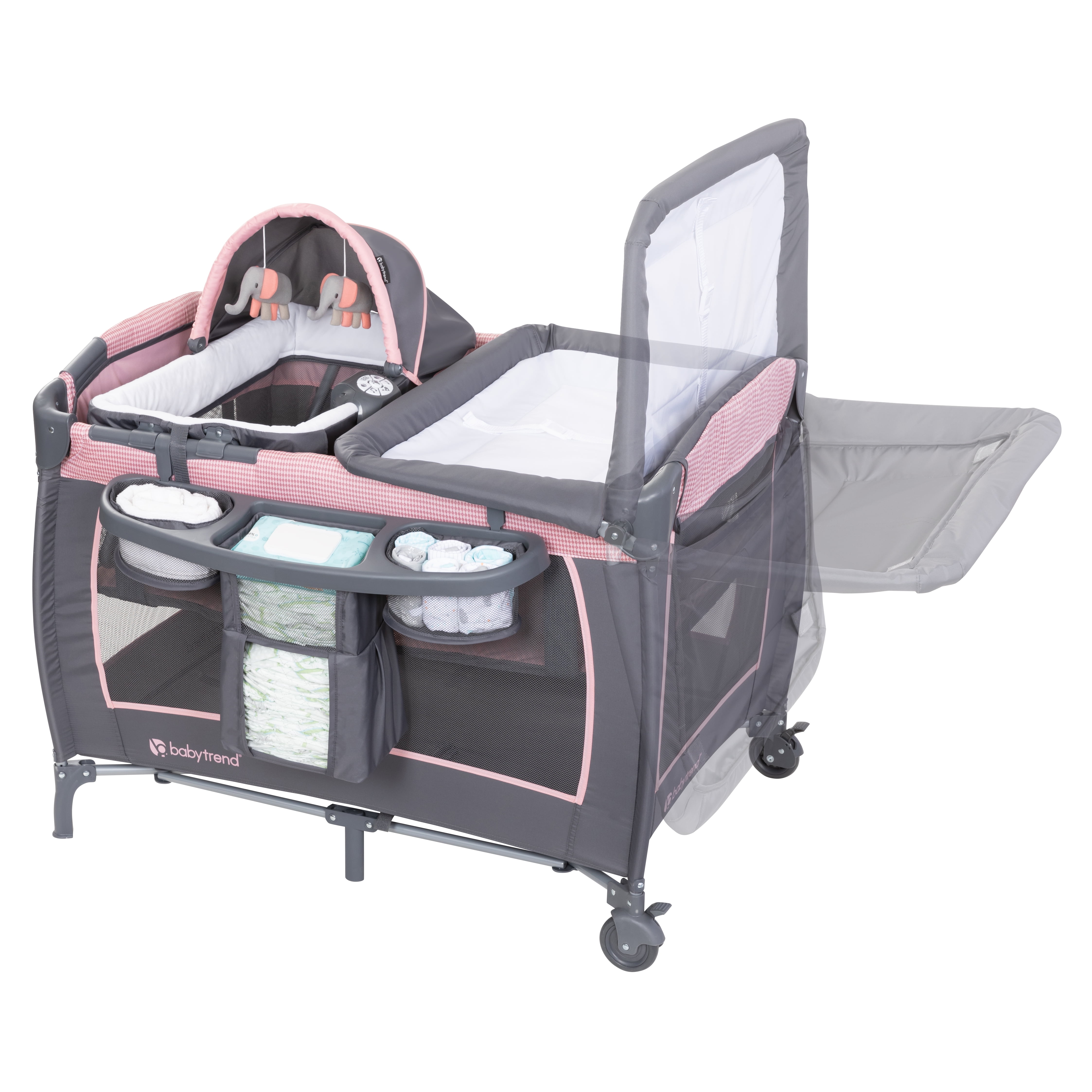 Baby Trend Lil Snooze Deluxe III Nursery Center with Portable Bassinet, Cozy Pink