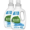 Seventh Generation Concentrated Laundry Detergent, Free and Clear Unscented, 40 Ounce, 106 Loads, 2 Pack