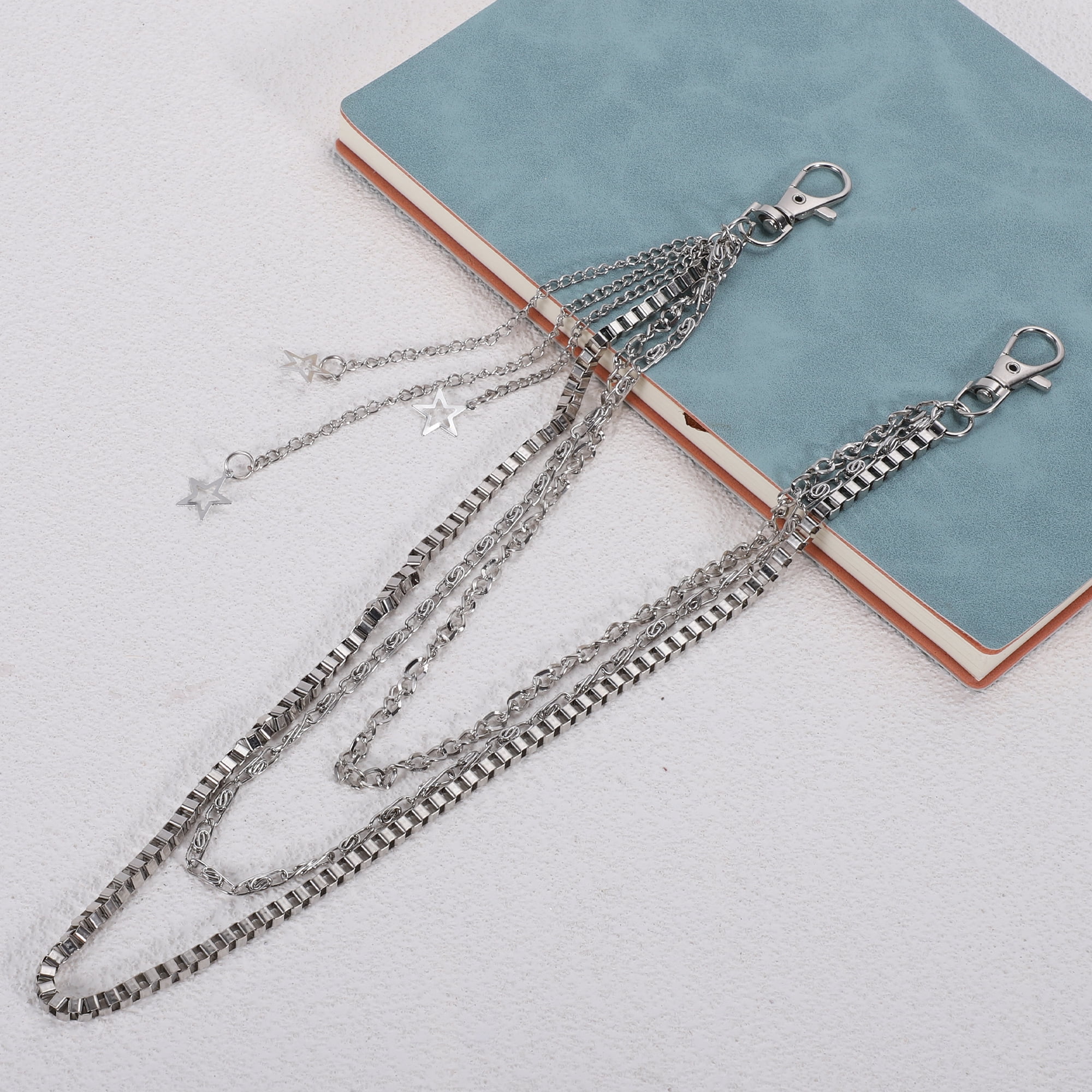 Unique Bargains Three-Layer Star Charm Adjustable Waist Belt Silver Tone 1 Pc