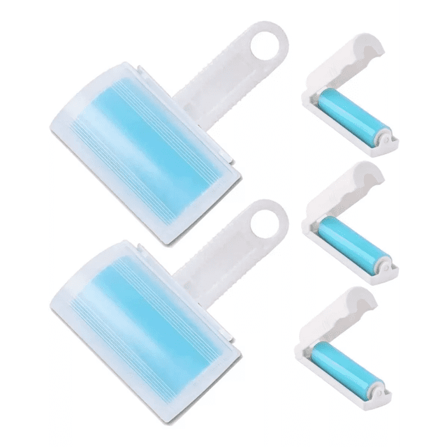 Rodillo Quita Pelusa Portatil Lavable 5 Rodillos Azul con Blanco
