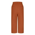 thumbnail image 5 of biudgviw Womens Capri Wide Leg Pants Drawstring High Waisted Linen Pants with Pockets Vacation Beach Clothings Cropped Trousers, 5 of 6