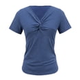thumbnail image 4 of DHFJKG Summer V Neck T Shirts For Women Short Sleeve Sexy Low Cut Flowy Solid Color Basic Tee Twist Front Casual Ladies Tunic Soft Tops, 4 of 5