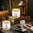 thumbnail image 2 of Kuiaobaty 4 Pieces Flickering Flameless LED Lights Candles Battery Powered LED Candles for Valentine Party Wedding Birthday Party Outdoor with Remote Cross Sunflower Lavender Flower Pattern, 2 of 7