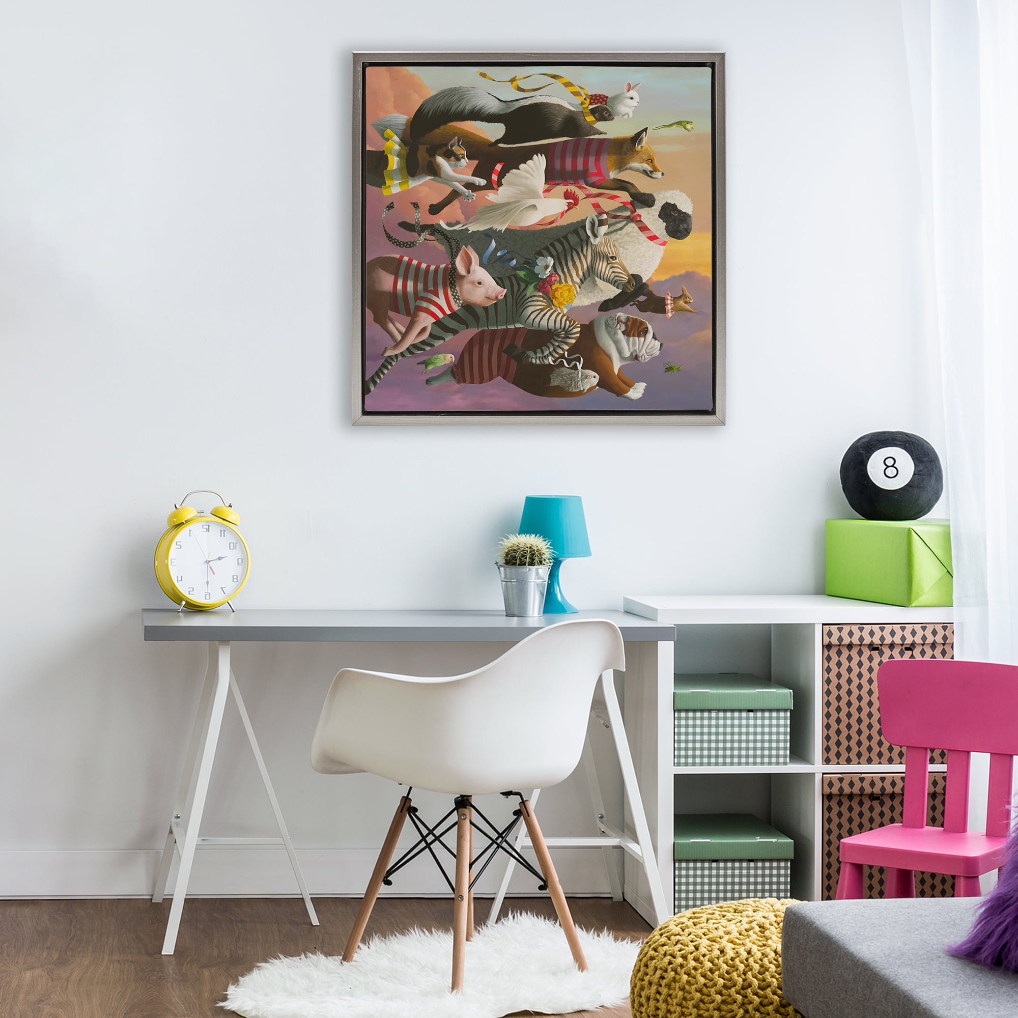Thick As Thieves Animals Gray Framed Floater Canvas Wall Art, design by Heather Gauthier