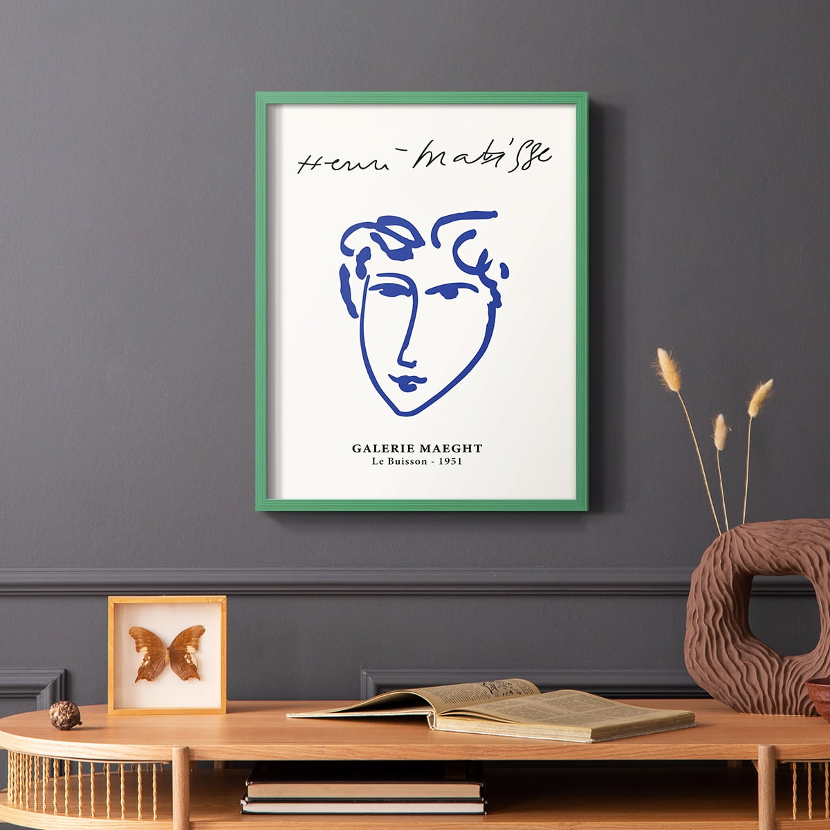 Matisse CVII Framed Print in Green Solid Wood 22 x 28 Framed Print