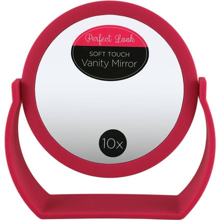 Swissco Soft Touch Round Standing Mirror 1X/10X in Pink