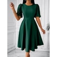 thumbnail image 5 of Elegant Midi Dress with Pockets for Women, Crew Neck, 3/4 Sleeve, A-Line Cocktail Party Dress, 5 of 8