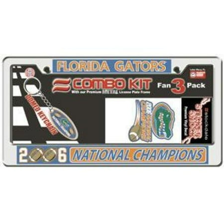 National Champions License Plate - Florida Gators 2006 National Champions Combo Kit - License Plate Frame, Key Chain & Decal