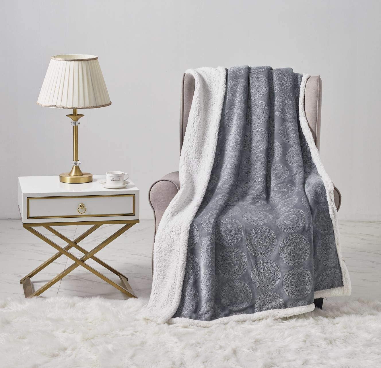 "Manta de lana Caesar Sherpa acurrucada tirada cálida para silla, sofá 50""x60" - Imagen 9 de 15