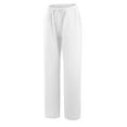 thumbnail image 5 of POROPL White Linen Pants Women Loose Wide Leg Drawstring Elastic Waist Pants With Pocket,Pants for Fashion, 5 of 7
