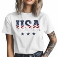 thumbnail image 2 of USA Independence Day Men's T Shirts Patriotic American Flag Red Stripe Blue Star T-Shirt for Men Crew Neck Tees Cotton Tops White, L, 2 of 9