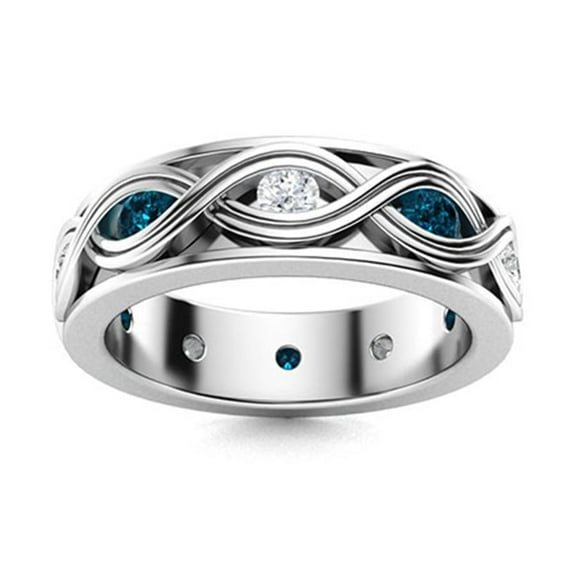 2MM Round Shape London Blue Topaz Women Wedding Ring Jewelry 925 Sterling Silver