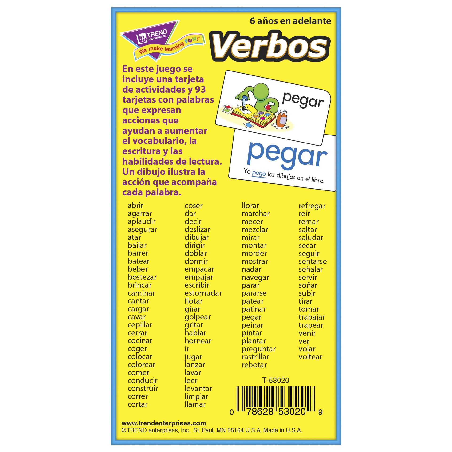 Trend Enterprises Verbos Skill Drill Flash Cards, Set of 96