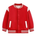 thumbnail image 2 of Grblisyd Kids Baseball Jackets Boys Girls Jacket Casual Lightweight Fit Varsity Button Long Sleeve School Coat with Pocket, 2 of 6