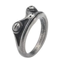 HIJONES Stainless Steel Frog Ring for Women Men Vintage Statement Jewelry Cocktail Party Animal Style Ancient Silver Size 10