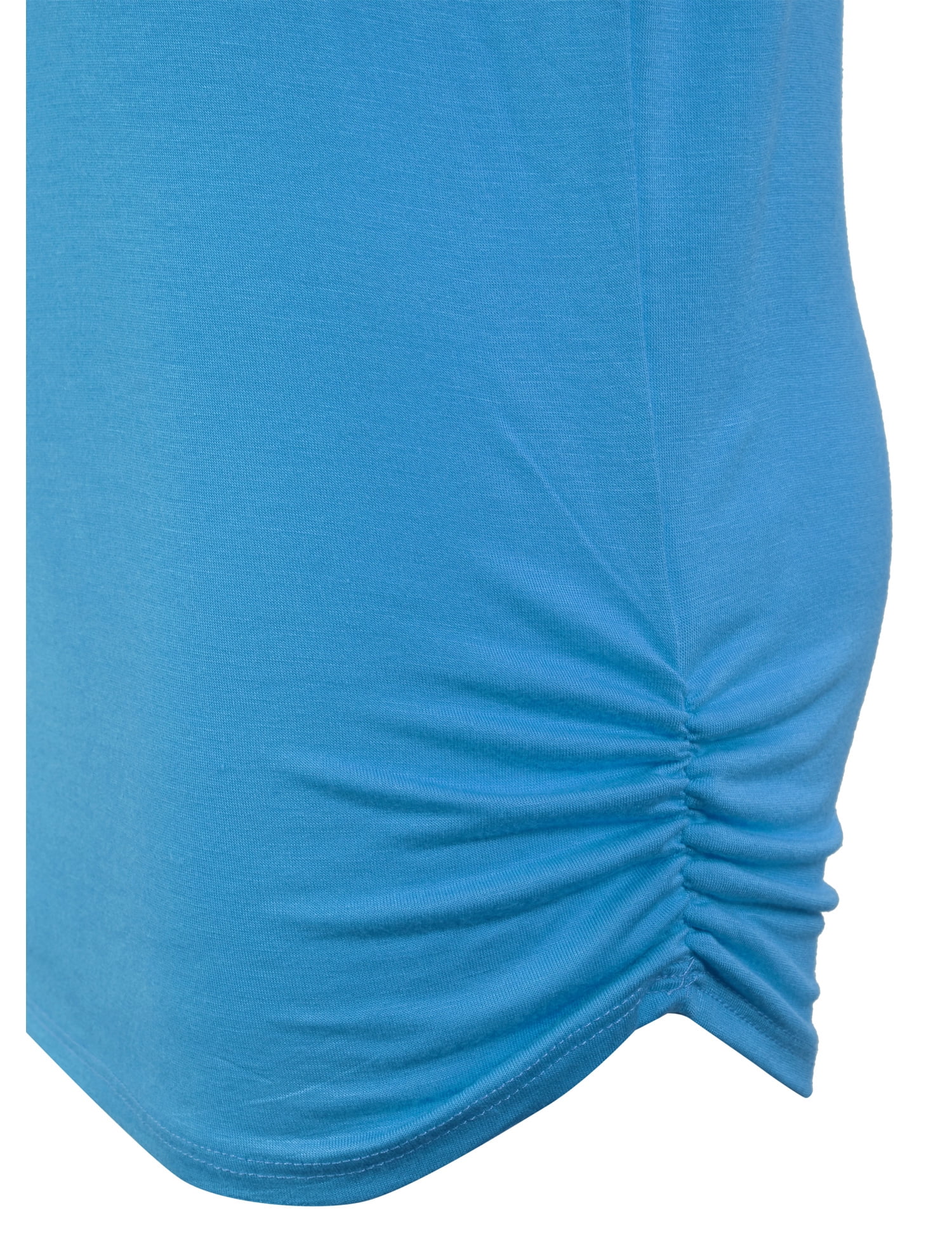 Womens Short Sleeve Solid Basic Tunic Top Tee with Side Shirring - image 4