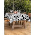 thumbnail image 3 of Outdoor Tablecloth with Umbrella Hole for Patio/Picnic/Party/Camping, Black Cartoon Cats Waterproof Table Cloth Rectangle Table Cover Washable, Modern Abstract Art Striped Cats (52"x 70"), 3 of 8