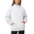 thumbnail image 3 of lnmuld Girls Solid Mock Neck Sweatshirt Long Sleeve Pullover with Front Pocket 14-16 Years,White, 3 of 8