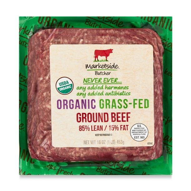 Marketside Butcher Organic Grass Fed Ground Beef 85 Lean 15 Fat 1