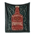 thumbnail image 1 of Tequila Soft Flannel Fleece Throw Blanket, Retro Poster Like Design Swirls and Bottle with Sugar Skull, Cozy Plush for Indoor and Outdoor Use, 70" x 90", Charcoal Grey Paprika, by Ambesonne, 1 of 6