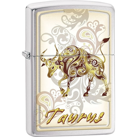 Zippo Lighter - Zodiac Sign Personalized Customize Message Engraving on Backside (Taurus)