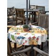 thumbnail image 2 of Outdoor Tablecloth with Umbrella Hole for Patio/Picnic/Party/Camping, Children's Day Waterproof Table Cloth Round Cover Washable, Car Tree Stars Cartoon Modern Art (Dia 60"), 2 of 8