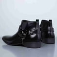 thumbnail image 4 of Men's Eagle Metal Buckle Chelsea Boots, Pointed Toe PU Leather Side-Zip Ankle Boots, Punk Rock Style Chain-Decorated Boots for Daily, Party, Performance Wear, 4 of 6