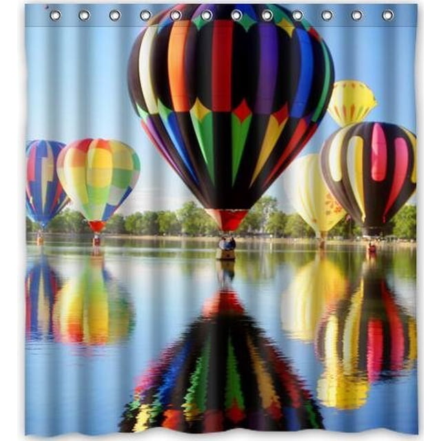 ABPHQTO Cortina de ducha especial romántica con globo aerostático Cortina de ducha impermeable 160x180 cm