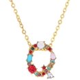 thumbnail image 1 of Collier Pendentif Alphabet Multicolore Micro Pavé Zircon Initiale Lettres Collier Couple Bijoux (Q), 1 of 1