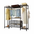 thumbnail image 4 of HLONK Wire Garment Rack Heavy Duty Clothes Rack，Closet Organizer Metal Garment Rack Portable Clothes Hanger Home Shelf Fabric Drawers，Freestanding Closet Wardrobe，Black, 4 of 5