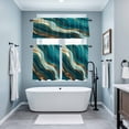 thumbnail image 4 of Dark Green Marble Kitchen Curtains Valances and Tiers Set of 3 Gold Line Abstract Art Fluid Modern Tier Curtains and Valance with Rod Pocket for Small Windows, 27.5"x24", 4 of 9