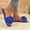 Dark Blue, variant on Womens Green Flat Slide Sandals Square Toe Open Toe Slip On with 3D Ruffled Flower Cushioned Lightweight Slides for Beach Daily Wear Size 7