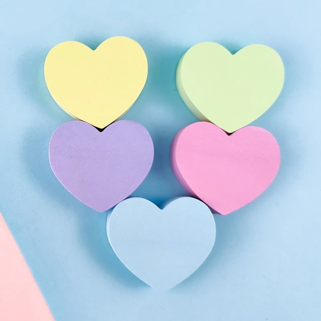 Notas adhesivas en forma de corazón, 5 colores, almohadilla adhesiva colorida brillante, 120 hojas/bloc, almohadillas de notas autoadhesivas, 10 Uds.