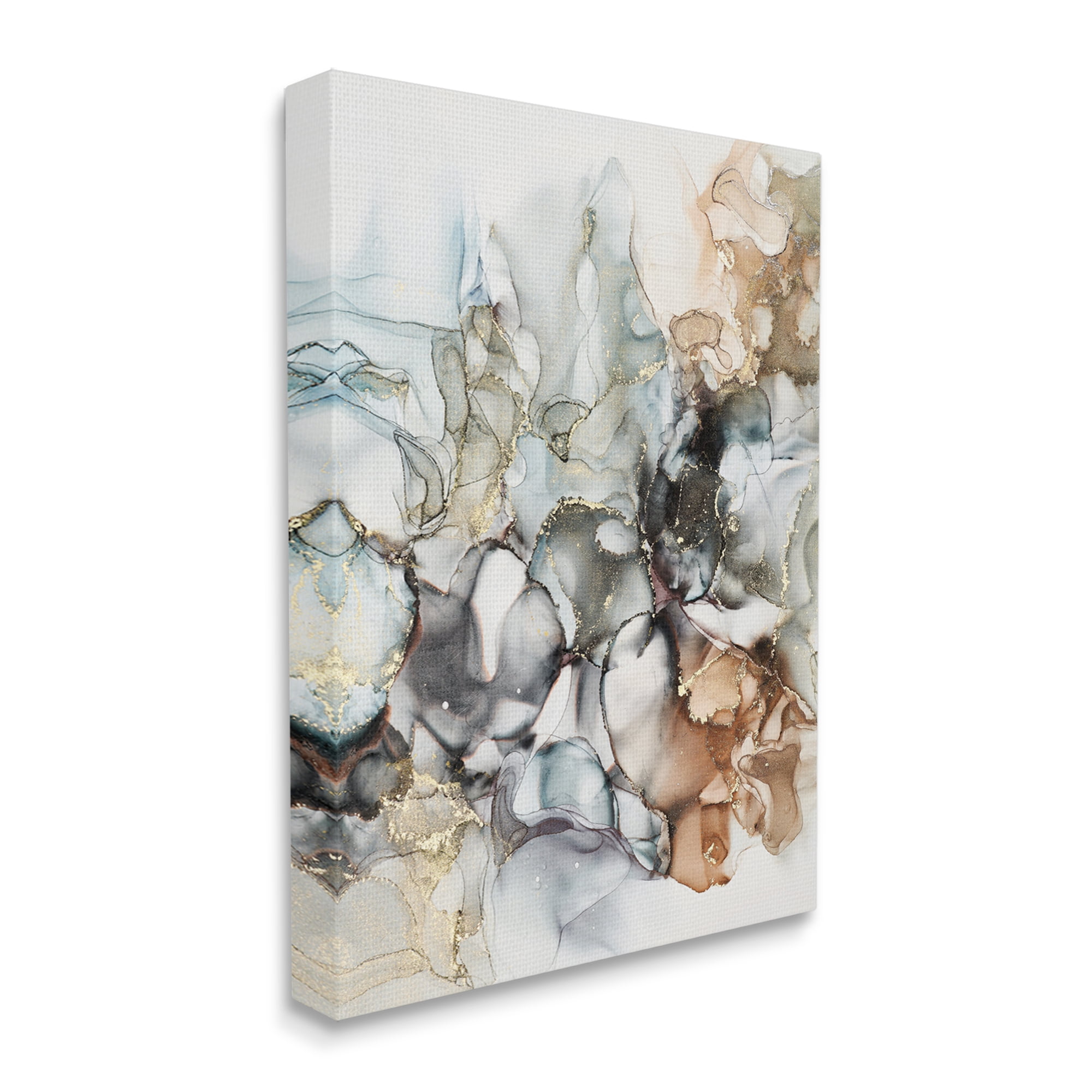Stupell Industries Muted Ripples Glam Detail Abstract Painting Gallery Wrapped Canvas Print Wall Art, 16 x 20