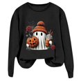 thumbnail image 5 of Women Cute Ghost Pumpkin Rose Graphic Crewneck Sweatshirt Halloween Pullover Top for Holiday, 5 of 5