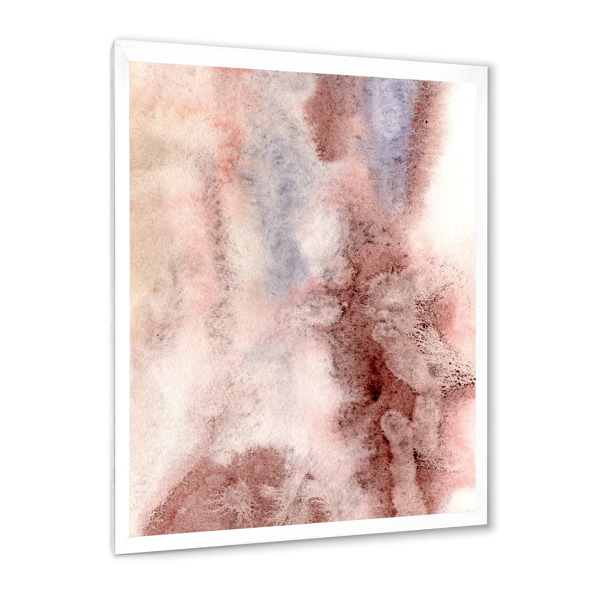 Designart 'Pastel Abstract With Pink Blue and Dark Red Spots' Modern Framed Art Print