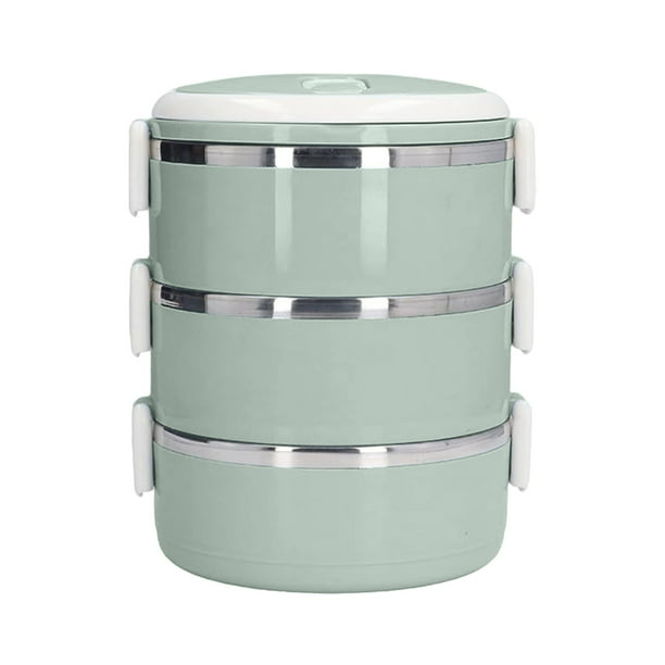 Pisexur Batería de cocina Lonchera de acero inoxidable, lonchera de plástico multicapa con aislamiento para estudiantes. para la cocina del hogar