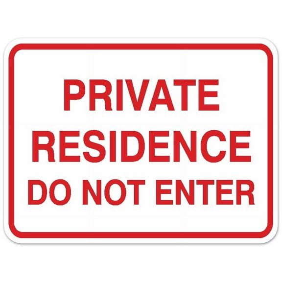 Signs ByLITA Classic Framed PRIVATE RESIDENCE DO NOT ENTER Door or Wall Sign Durable ABS Plastic | Laser Engraved | Easy Installation | Elegant Design (White/Red) - Large
