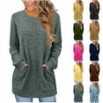 thumbnail image 2 of ShiShine Women's Long Sleeves Crew Neck Shirts Loose Fit Tunic Tops Dressy Pullover With Pockets, 2 of 4